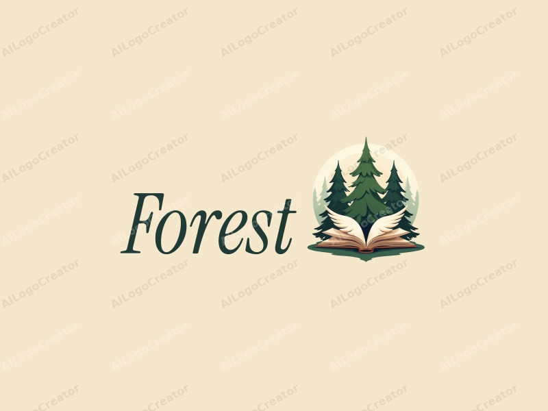 vintage design features stylized trees and a book with wings, combined with a clean background that evokes nature conservation and education.