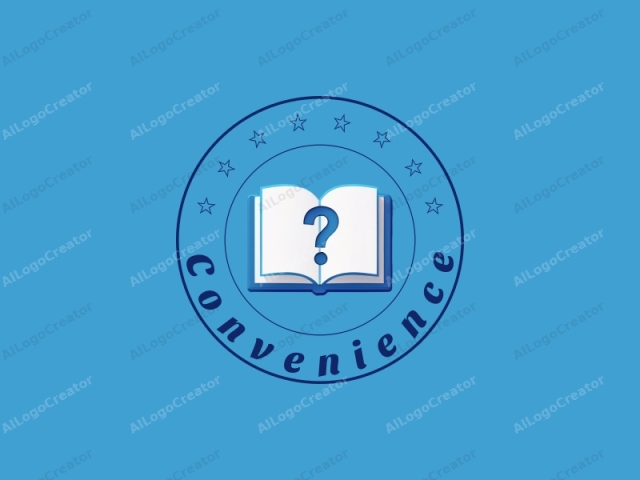 a modern design featuring a stylized book and a question mark, emphasizing practicality and convenience, combined with a clean blue background.