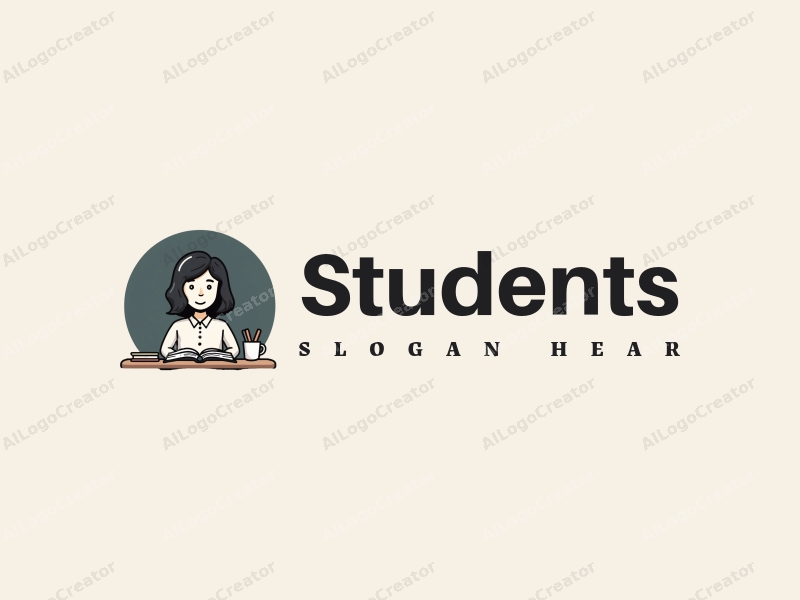 modern design features a stylized student in a classroom setting, with an open book and a blackboard, combined with a clean background.