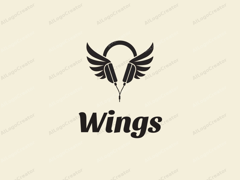 playful design features stylized wings and headphones, symbolizing flight and creativity, combined with a clean background.