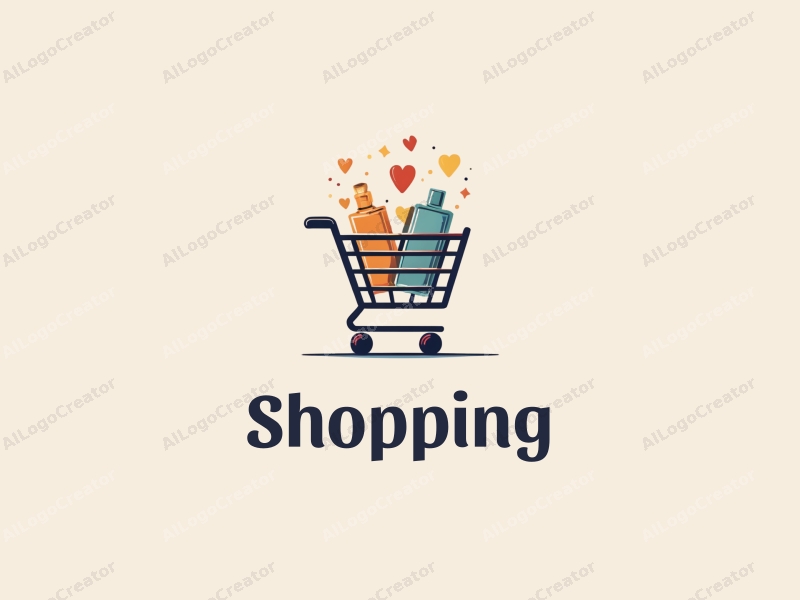 a modern design featuring a colorful shopping cart and stylized product shelves, combined with a clean background and a harmonious layout.