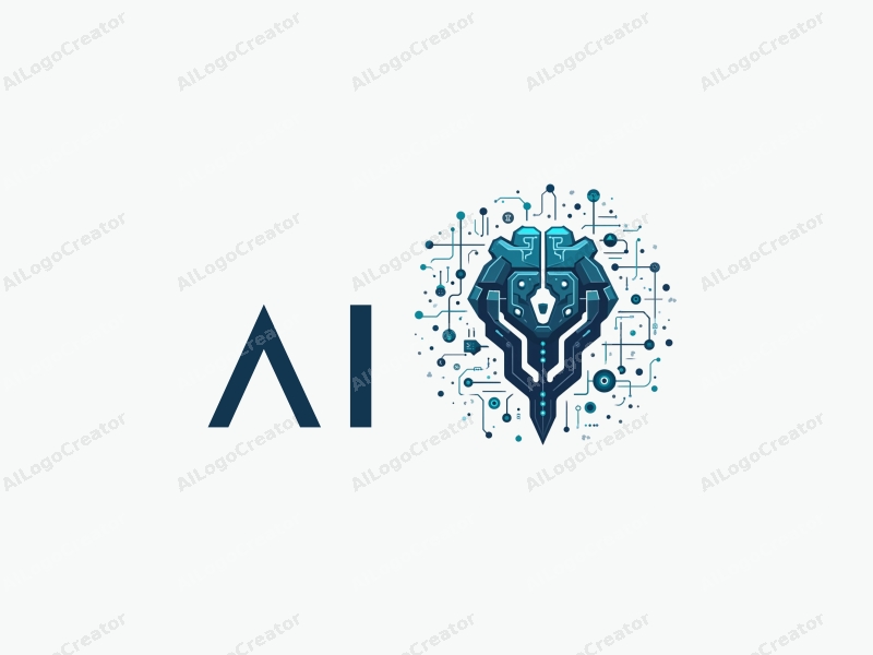 modern abstract design features stylized robots and artificial intelligence elements, intertwined with data and network motifs, combined with a clean background.