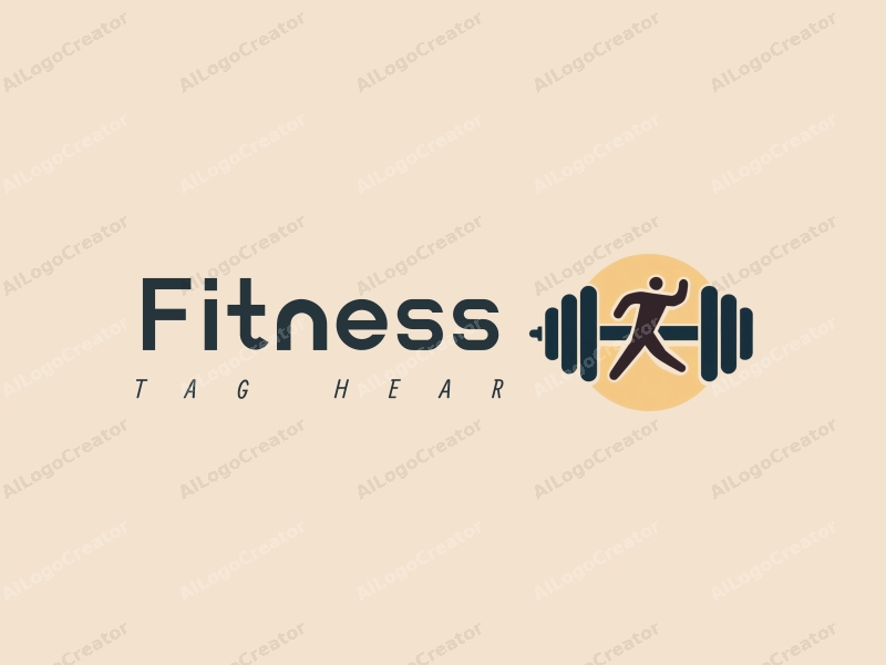 a modern design featuring a stylized dumbbell and a dynamic running figure, combined with a clean background and a harmonious layout.