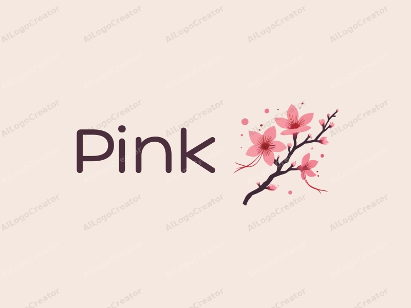 minimalist design features delicate cherry blossoms with soft pink petals and flowing ribbons, combined with a clean background for a fresh and elegant look.