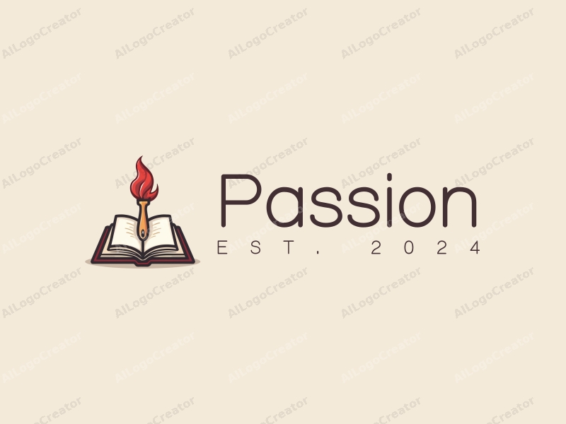 playful design features a vibrant red paintbrush and an open book, symbolizing passion and enthusiasm for art and education, combined with a clean background.