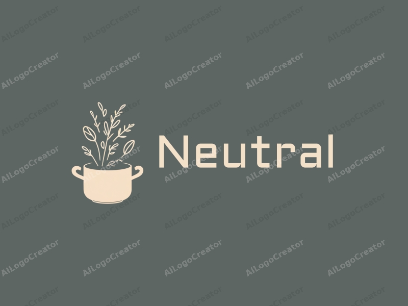 minimalist design features a stylized pot with balanced ingredients, incorporating neutral tones and a clean background.