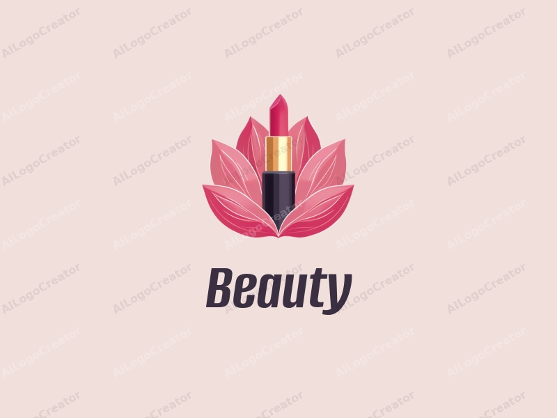 a modern design featuring elegant petals and a stylized lipstick, combined with a clean background and a focus on beauty and makeup elements.