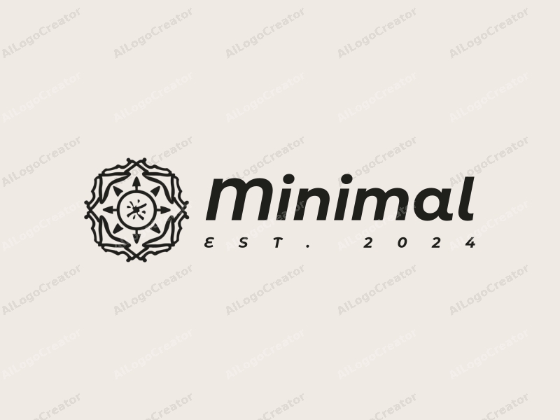 minimalist design features simple geometric shapes, a central certification symbol, and a tag style approach combined with a clean background.