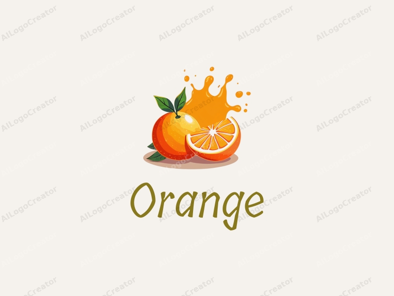 playful design features stylized oranges and tangerines, a splash of juice, combined with a clean background and simple shapes.