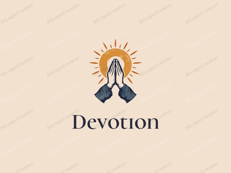 vintage design features a golden halo above a pair of hands in a prayer position, combined with a clean background that emphasizes spirituality and faith.