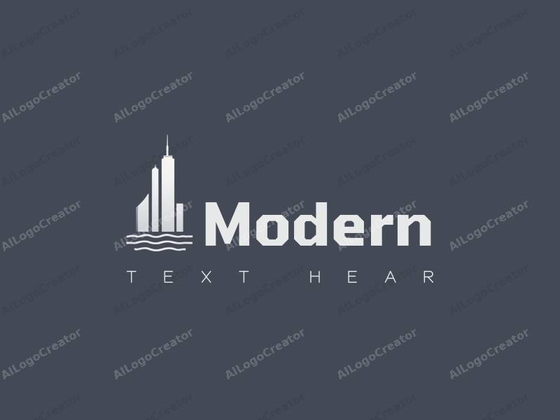 minimalist design features a stylized skyscraper silhouette, a clean design blueprint, and a modern approach combined with a simple background.