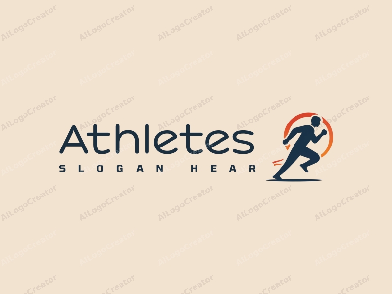 modern design features a dynamic athlete in motion, representing running and competition, combined with a clean background and a focus on simplicity and abstraction.