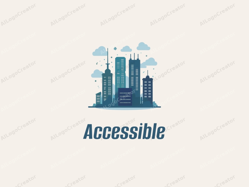 modern design features accessibility elements, a stylized building silhouette, and a network concept combined with a clean background.