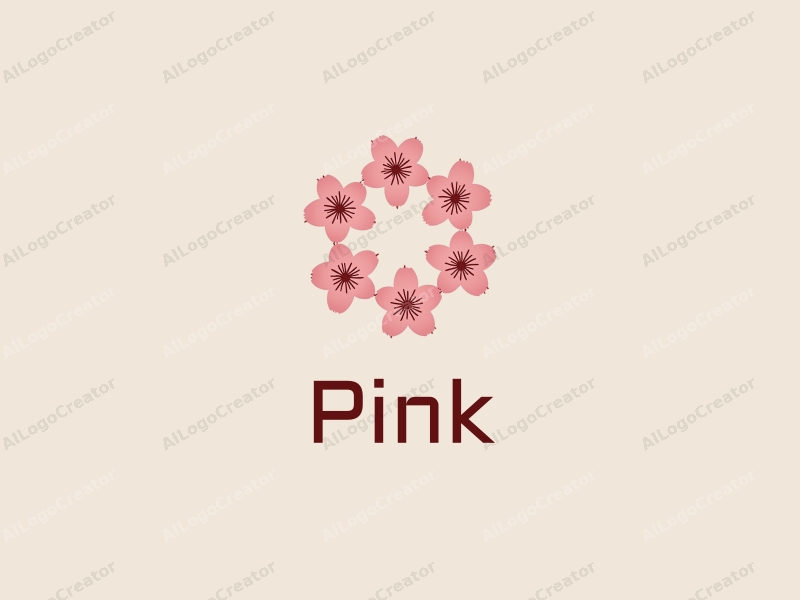 minimalist design features delicate cherry blossoms with soft pink petals arranged in a circular pattern, combined with a clean background for a fresh and elegant look.