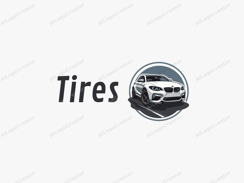 a modern design featuring a stylized tire and car silhouette, combined with a clean background, emphasizing the theme of driving.