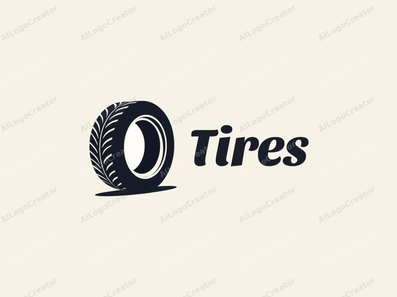 modern design features a stylized tire and car tire silhouette, emphasizing traction with clean lines and a minimalistic approach combined with a simple background.