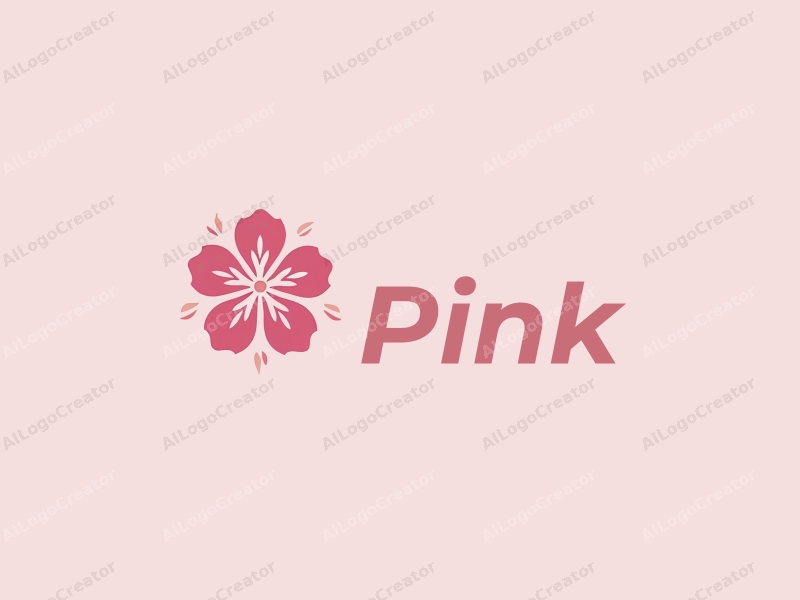 minimalist design features delicate cherry blossoms, an elegant and balanced composition, with a soft pink color palette and a clean background.