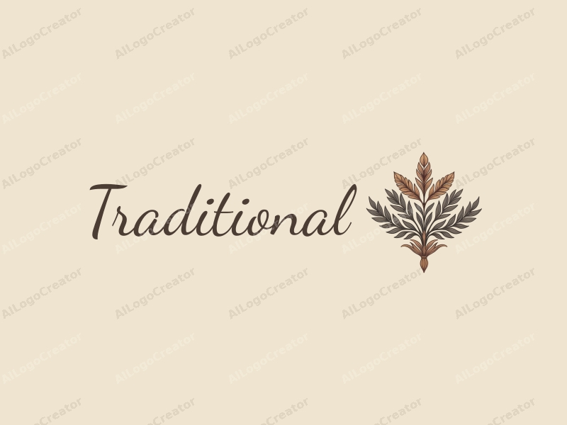 vintage design features traditional handcrafted elements, stylized leaves, and a classic aesthetic combined with a clean background.