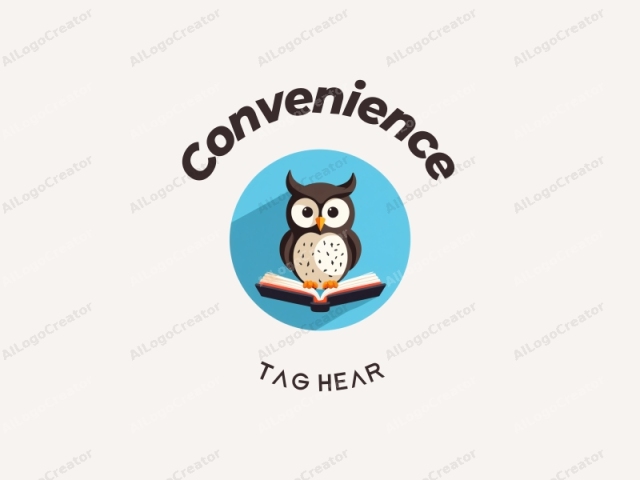 a modern design featuring a stylized owl perched on an open book, emphasizing convenience and practicality, combined with a clean blue background.