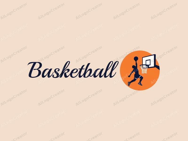 playful design features a dynamic athlete in mid-jump, a stylized basketball hoop, and a vibrant orange color scheme combined with a clean background.