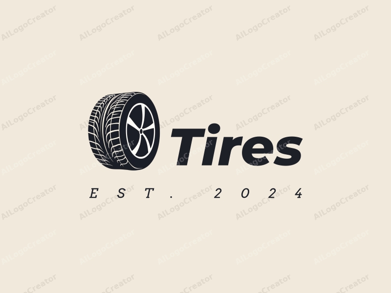 modern design features a stylized tire and car tire silhouette with dynamic outlines, combined with a clean background.