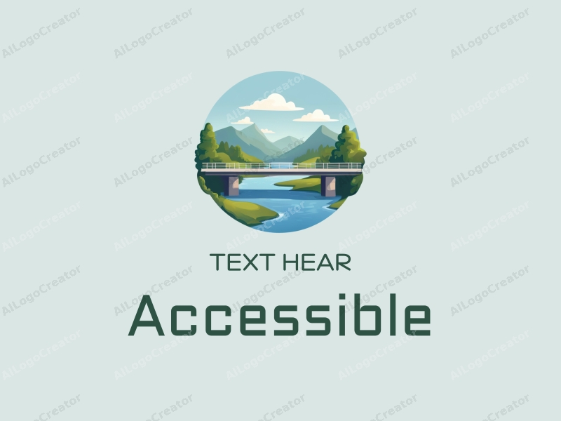 modern design features accessibility elements, stylized bridges, and green spaces combined with a clean background.