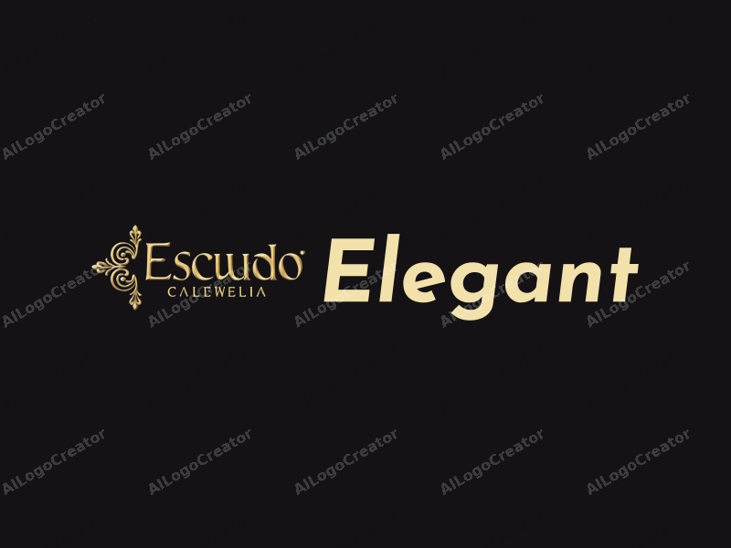 modern design features elegant and refined elements, a stylized Escudo, and sophisticated typography combined with a clean black background.