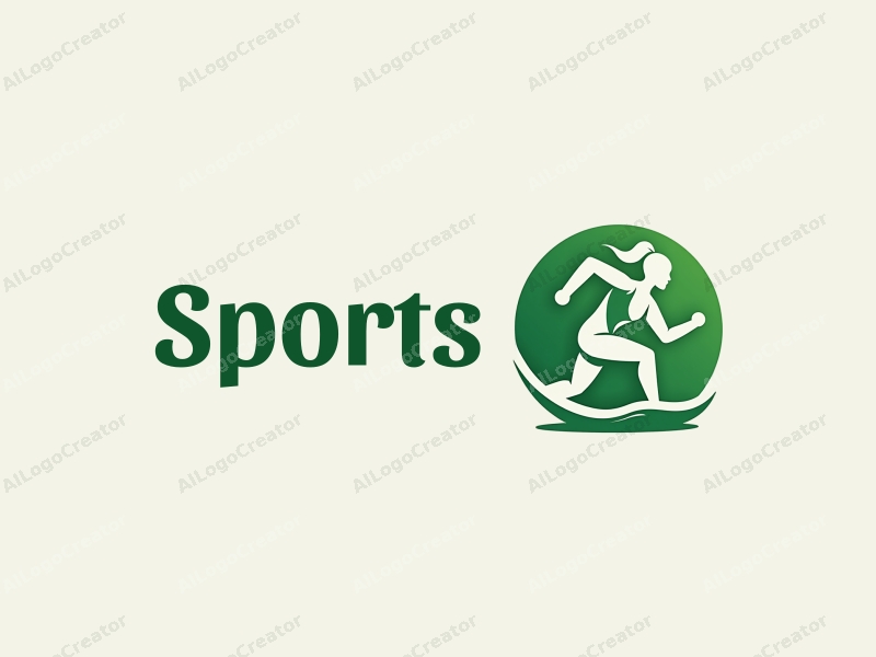 a modern minimalist design featuring a female athlete in motion, integrated with fitness equipment, using green and white colors, combined with a clean background.