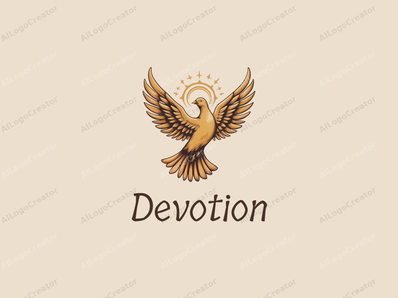 vintage design features a golden dove with a halo, symbolizing faith and prayer, combined with a clean background.