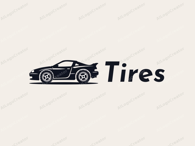 a modern design featuring a stylized car silhouette, overlapping tires and wheels, combined with a clean background.