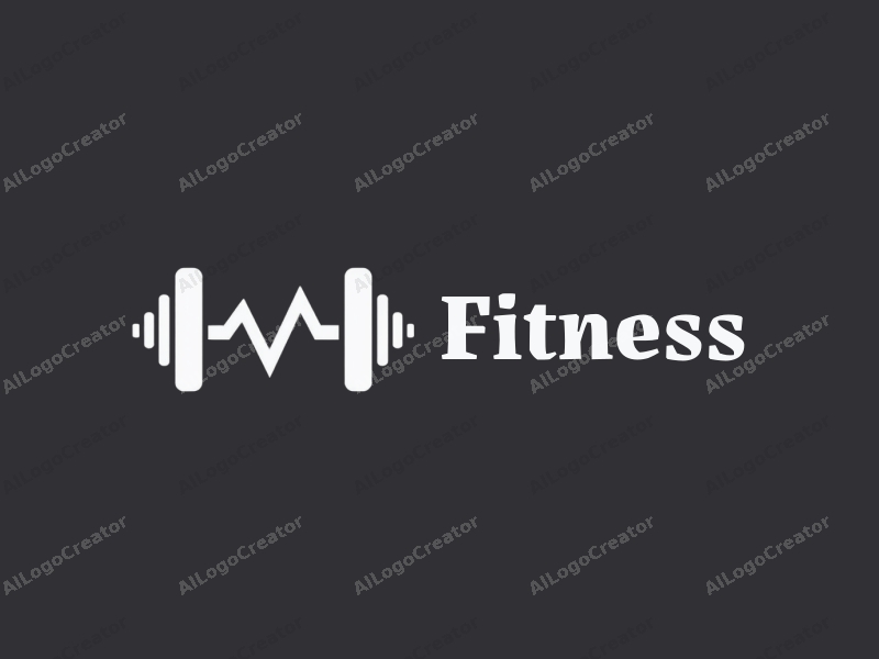 modern design features a stylized dumbbell and heart rate symbol, combined with a clean background and a harmonious layout.