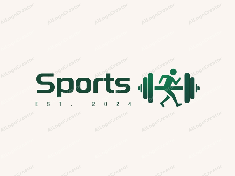 a modern design featuring a stylized dumbbell and a running figure, combined with a clean background and a vibrant green color scheme.