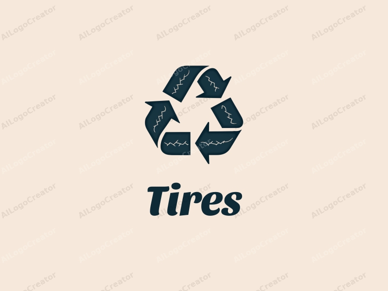 modern design features a stylized tire and car tire silhouette, integrated with a recycling symbol using outline lines, combined with a clean background.