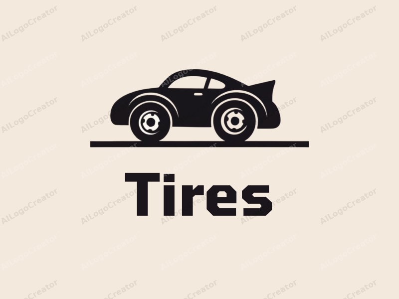 a modern design featuring a stylized car silhouette, overlapping tires and wheels, combined with a clean background.