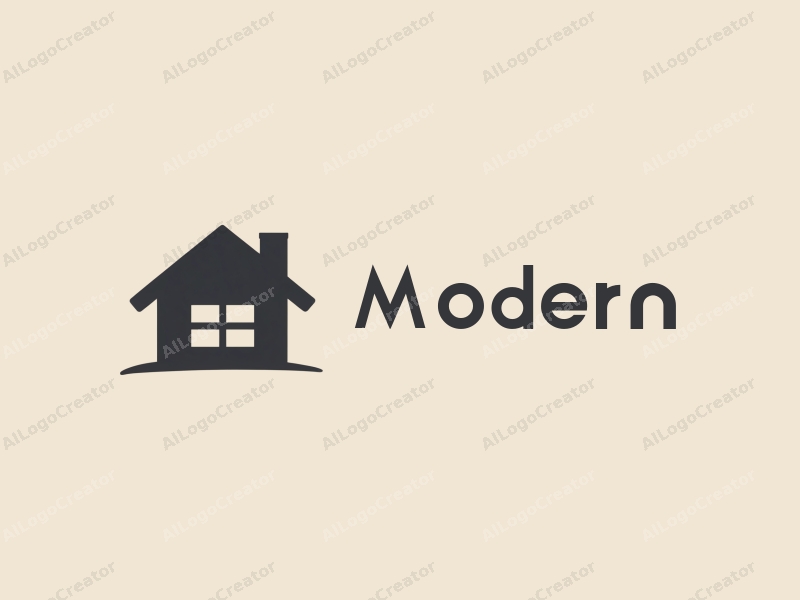 minimalist design features a stylized house silhouette with a modern window design, utilizing a tag style approach combined with a clean background.