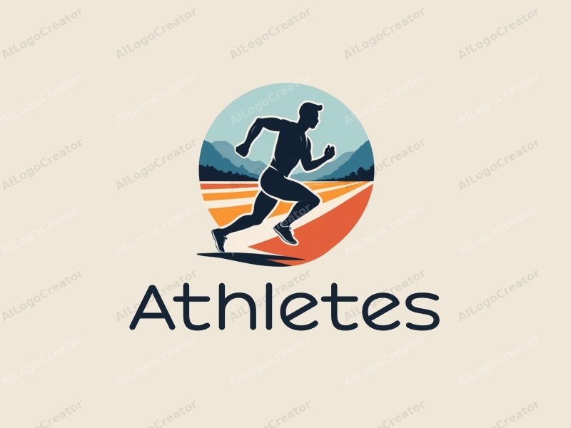 modern design features a dynamic athlete in a sprinting pose, set against a stylized sports field background, emphasizing movement and energy with clean lines and a harmonious composition.