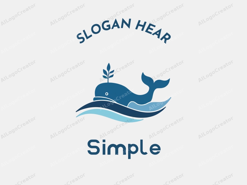 minimalist design features simple waves, a stylized whale silhouette, and a clean design approach combined with a serene background.