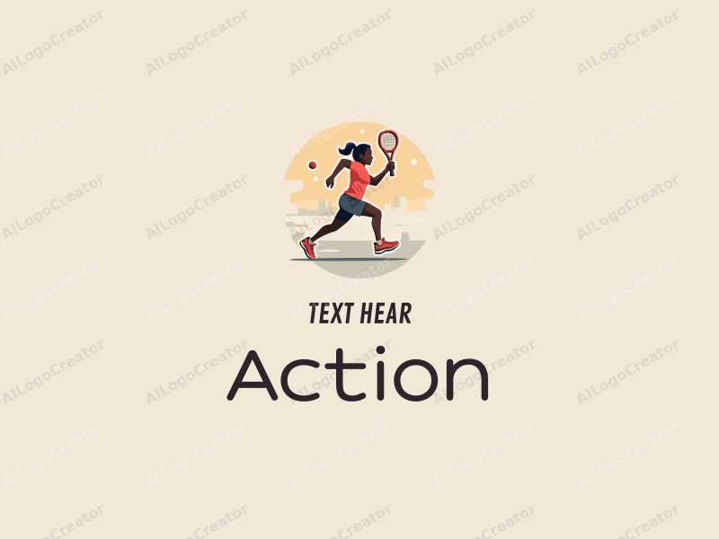 playful design features dynamic elements of running and a stylized racket, combined with a clean background that emphasizes energy and movement.