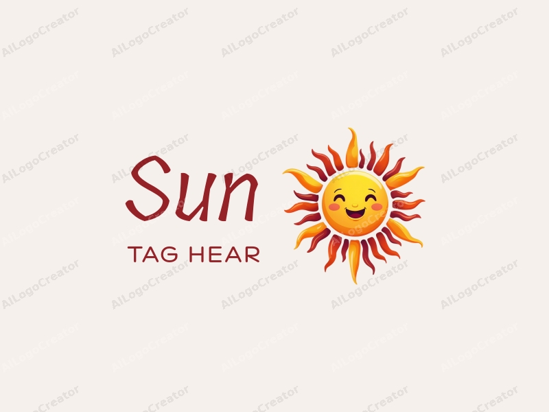 playful design features a stylized sun with vibrant rays emanating from it, symbolizing vitality and energy, combined with a clean background.