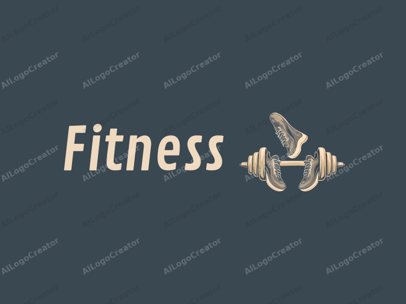 modern design features a stylized dumbbell and running shoes, combined with a clean background and a harmonious layout.