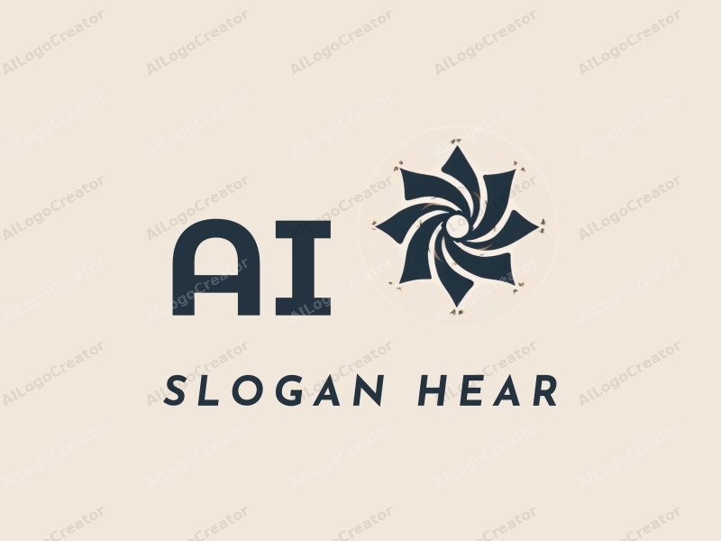 minimalist design features a stylized turbine intertwined with stars, representing intelligence and algorithms, combined with a clean background.