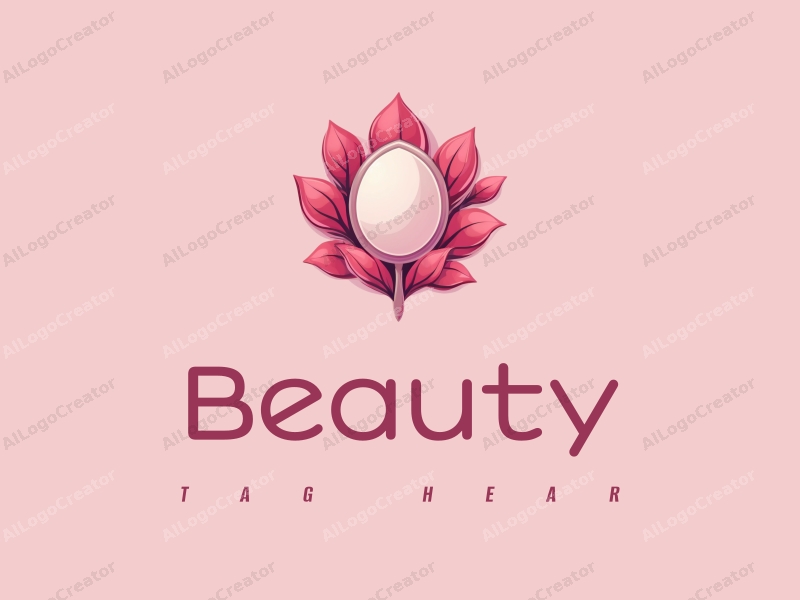 modern design features elegant petals and a stylized mirror, combined with beauty and makeup elements, set against a clean pink background.