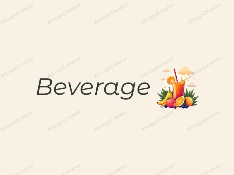 a modern design featuring vibrant juice splashes, stylized clouds, and abstract beverage elements combined with a clean background.