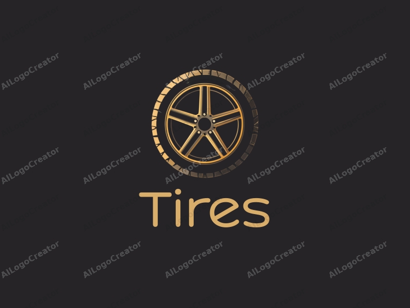 minimalist design features a stylized tire and car wheel, incorporating a modern design approach combined with a clean background.