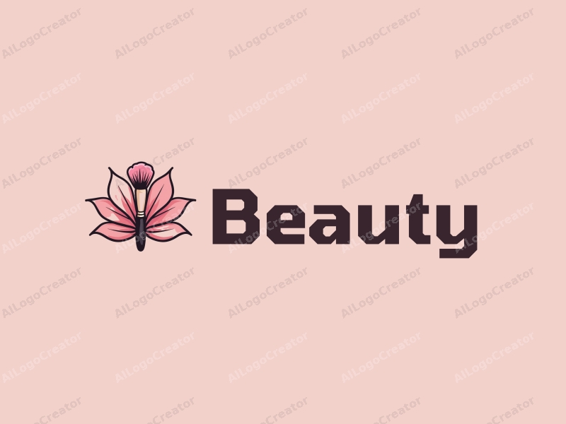 modern design features elegant petals, a stylized makeup brush, and a beauty theme combined with a clean background.