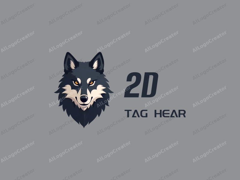 modern design features a stylized wolf head and bold typography, combined with a flat, minimalist approach and a clean background.