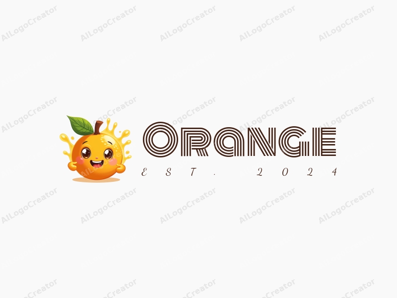 playful design features a cheerful orange with a cute smiley face, a splash of orange juice, combined with a clean background.