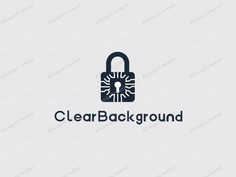 minimalist design features a stylized lock integrated with circuit patterns, emphasizing digital security, set against a clean, transparent background.