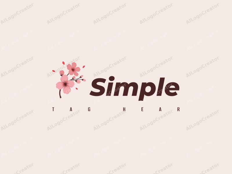 minimalist design features simple cherry blossoms and petals, combined with a clean background and a harmonious composition.