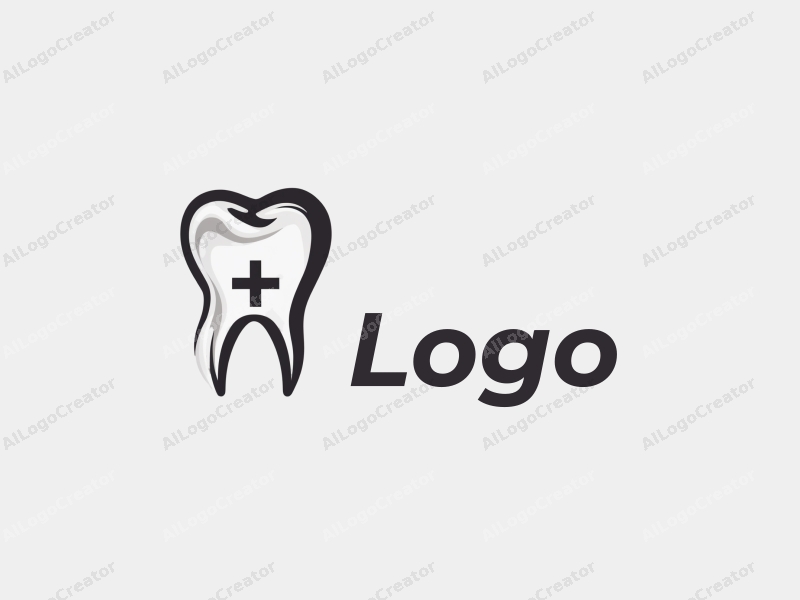 modern design features stylized teeth and a cross, combined with a minimalist approach and a clean background.